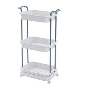 Trolley Kitchen Storage With Handle Storage Rolling Cart 3 Tier Plastic Storage Rack With 4 Wheels Mobile Utility Carts With Breathable Storage B