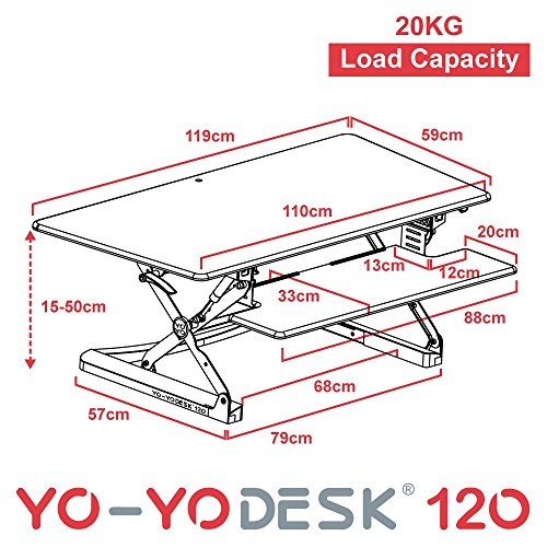 Yo-Yo DESK 120 (BLACK) Height Adjustable Standing Desk [120cm Wide ...