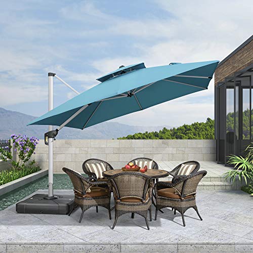 Purple Leaf 3 X 3 M Garden Cantilever Parasol Large Square Overhanging Patio Umbrella With 