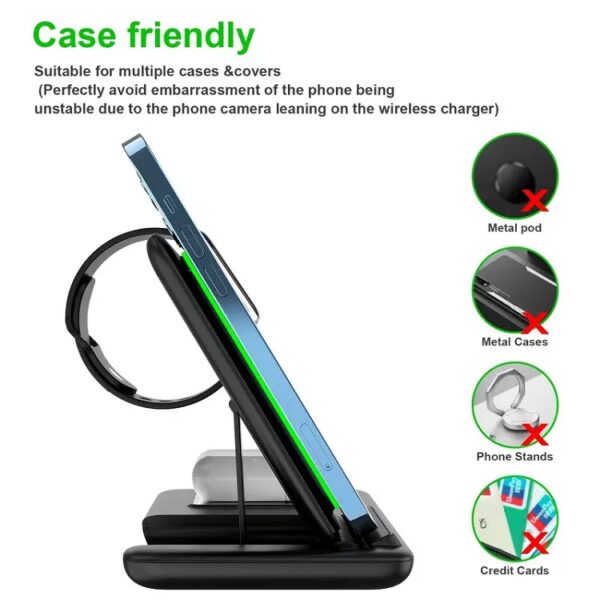 3-in-1 Wireless Charging Station - Foldable, Universal Compatibility, Fast Charging - For Apple