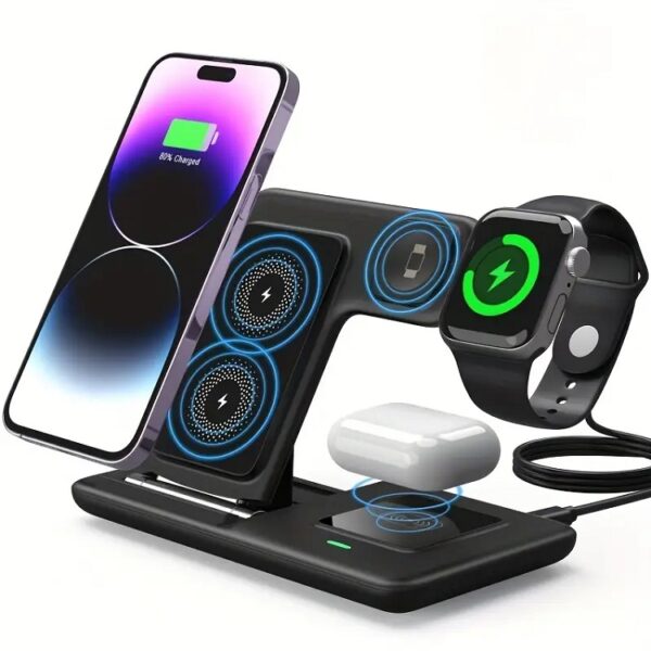 3-in-1 Wireless Charging Station - Foldable, Universal Compatibility, Fast Charging - For Apple