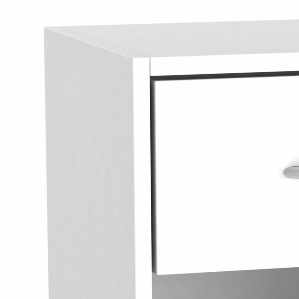 Wooden Bedroom Bedside Cabinet 1 Door 1 Drawer – White