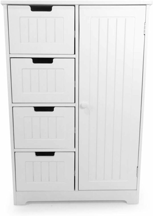 Bathroom cabinet with drawers and door, versatile storage for bedroom or nursery