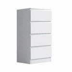 Matt white slim tall chest of drawers, 4 drawers