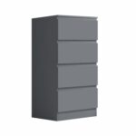 Matte dark grey slim 4-drawer tall chest
