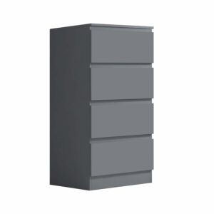Matte dark grey slim 4-drawer tall chest