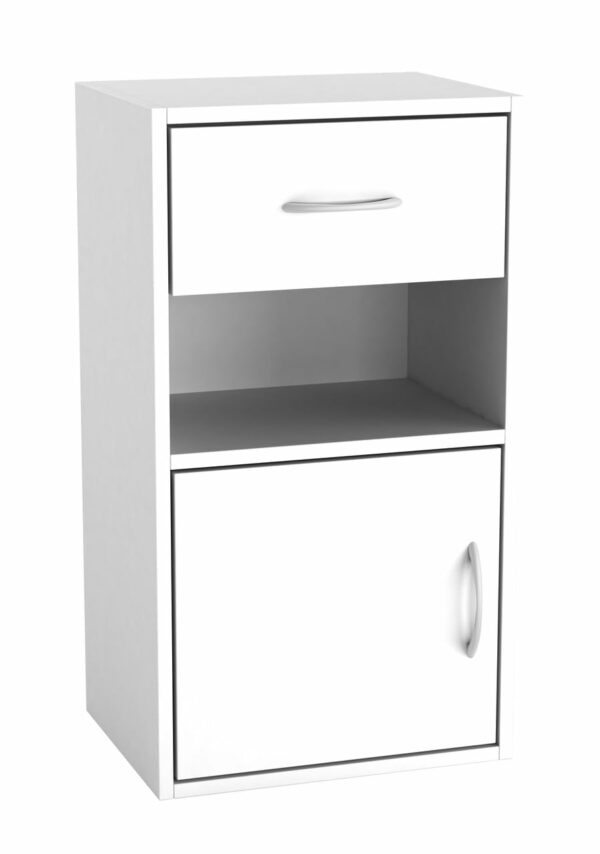Wooden Bedroom Bedside Cabinet 1 Door 1 Drawer – White