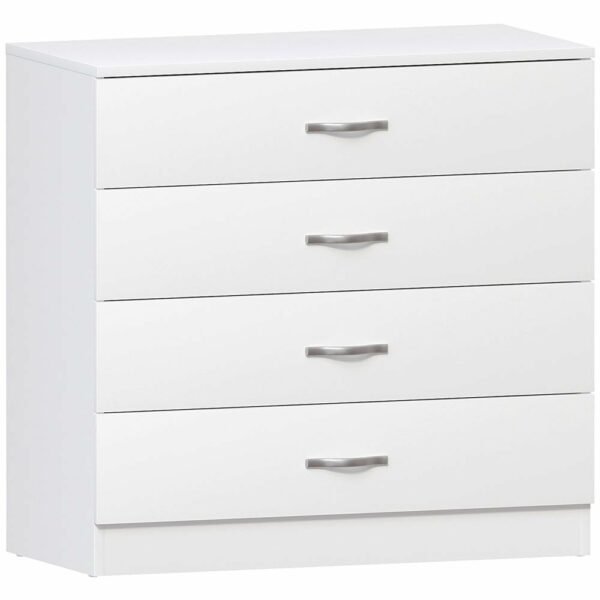 White 4 Drawer Chest – Bedroom & Nursery Storage with Metal Runners