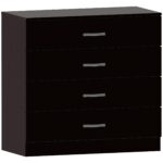 Black Chest of Drawers – 4 Drawers, Metal Handles & Anti-Bowing Support