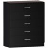 Chest of drawers with metal handles and anti-bowing support, ideal for bedroom and nursery storage