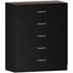 Chest of drawers with metal handles and anti-bowing support, ideal for bedroom and nursery storage