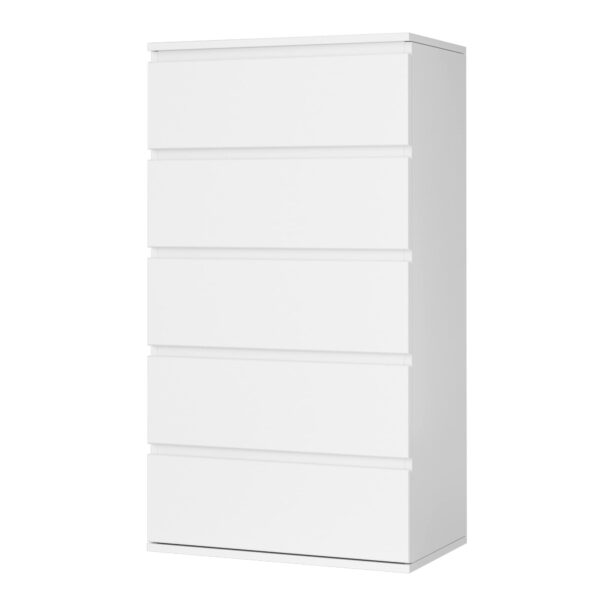White 5-Drawer Tall Chest – Bedroom - Living Room Storage