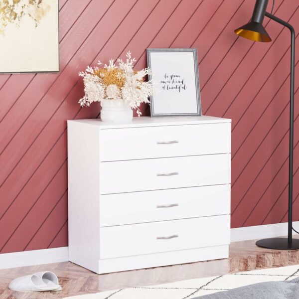 White 4 Drawer Chest – Bedroom & Nursery Storage with Metal Runners