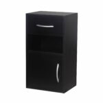 Wooden Bedroom Bedside Cabinet 1 Door 1 Drawer – Black