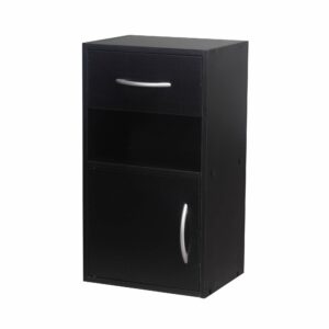 Wooden Bedroom Bedside Cabinet 1 Door 1 Drawer – Black
