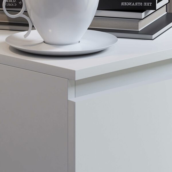 Matt white slim tall chest of drawers, 4 drawers