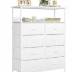 White chest with 8 drawers and shelves for versatile storage in bedroom and living room