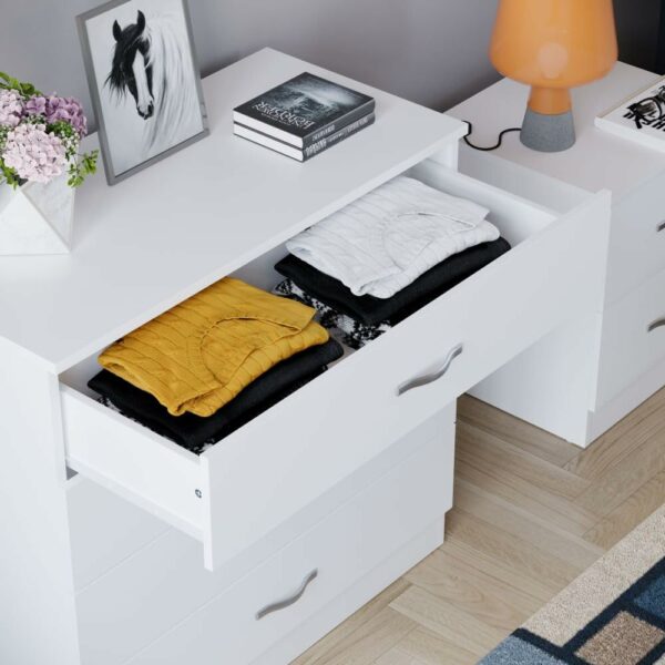 White 4 Drawer Chest – Bedroom & Nursery Storage with Metal Runners