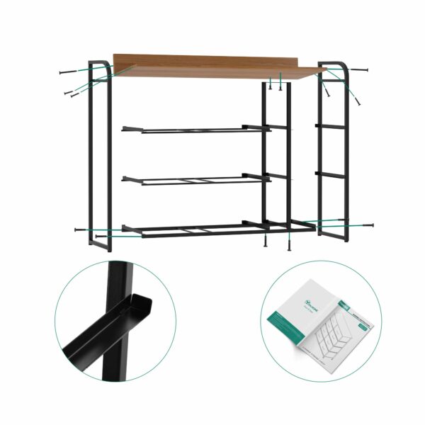 Fabric chest with 7 drawers, steel frame, and wooden top for easy storage