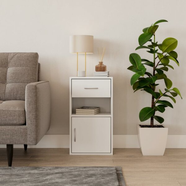 Wooden Bedroom Bedside Cabinet 1 Door 1 Drawer – White