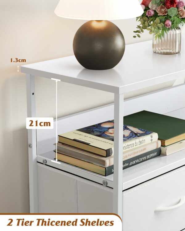 White chest with 8 drawers and shelves for versatile storage in bedroom and living room