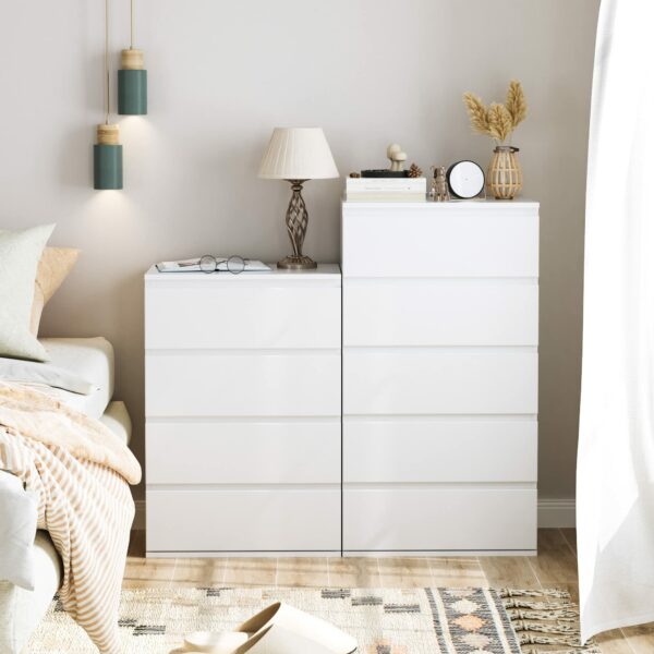 White 5-Drawer Tall Chest – Bedroom - Living Room Storage