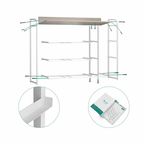 Fabric chest with 7 drawers, steel frame, and wooden top for easy, durable storage