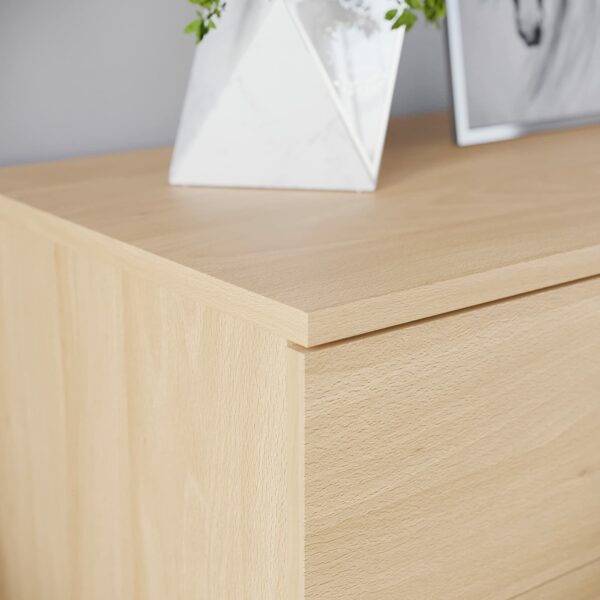Durable chest with metal handles and anti-bowing support for bedroom storage