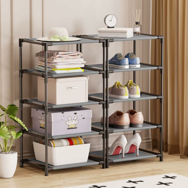 Fabric Chest of Drawers with Spacious Storage and Steel Frame – Grey