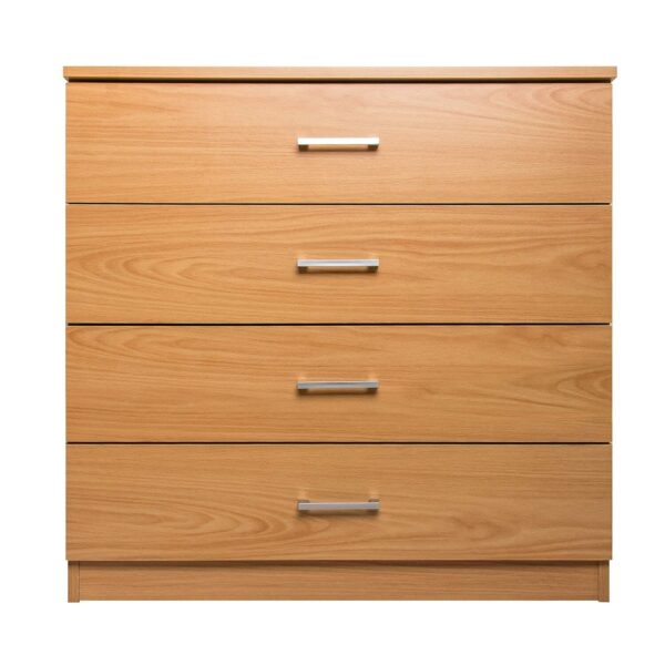 Beech 4-drawer chest with strong support and easy assembly