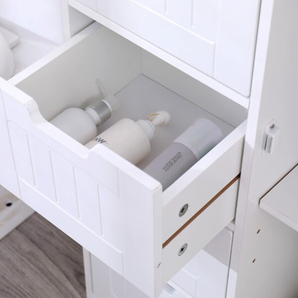 Bathroom cabinet with drawers and door, versatile storage for bedroom or nursery