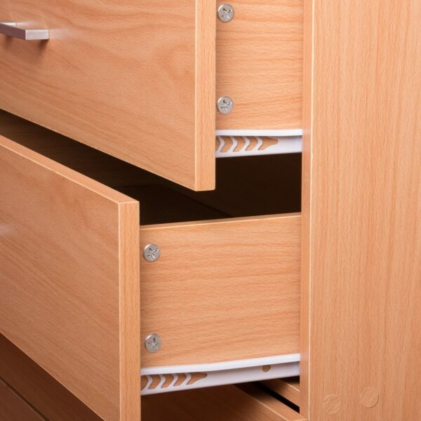 Beech 4-drawer chest with strong support and easy assembly