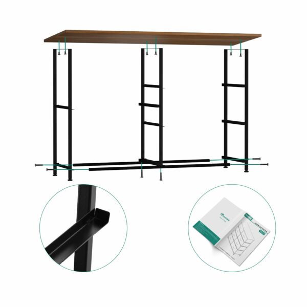 Fabric chest with 5 spacious drawers, steel frame, and wooden top – ideal for bedroom and living room storage