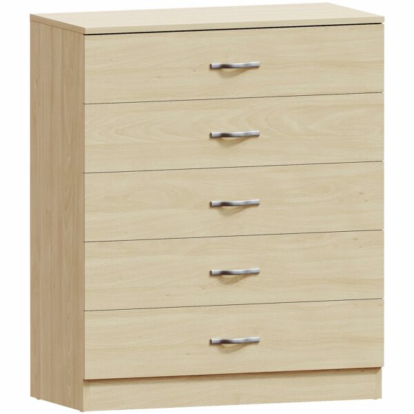 Durable chest with metal handles and anti-bowing support for bedroom storage