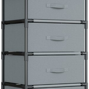 Fabric Chest of Drawers with Spacious Storage and Steel Frame – Grey