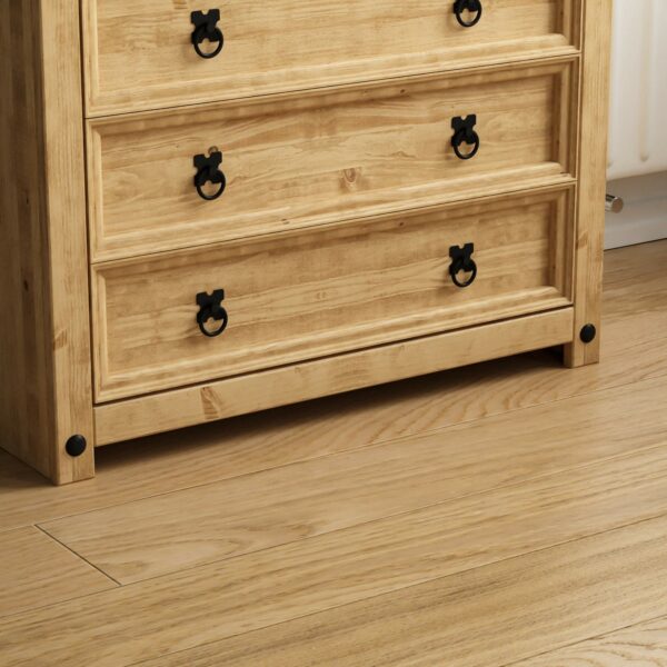Rustic Solid Pine Chest of Drawers with 5 Storage Drawers
