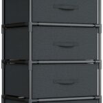 Fabric 4 Drawer Chest – Black, Sturdy Steel Frame, Bedroom & Living Room Storage