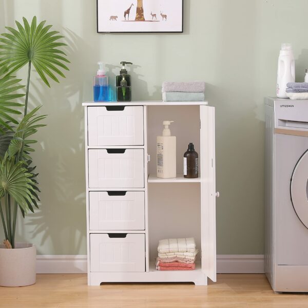 Bathroom cabinet with drawers and door, versatile storage for bedroom or nursery