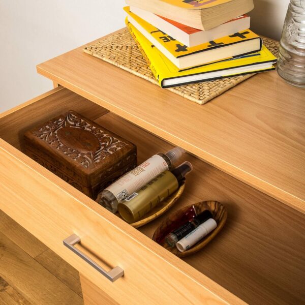 Beech 4-drawer chest with strong support and easy assembly