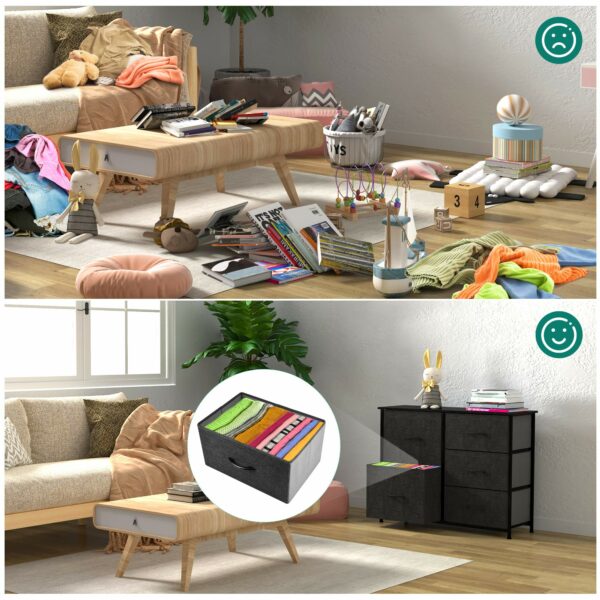 Fabric chest with wooden top and 5 drawers — sturdy storage for bedroom, closet, or living room