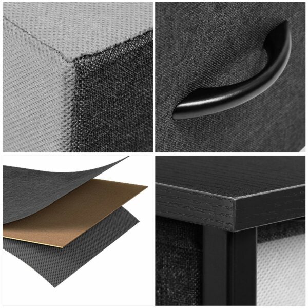 Fabric chest with wooden top and 5 drawers — sturdy storage for bedroom, closet, or living room