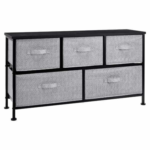 Extra Wide Fabric 5-Drawer Storage Organizer Unit for Closet, Black