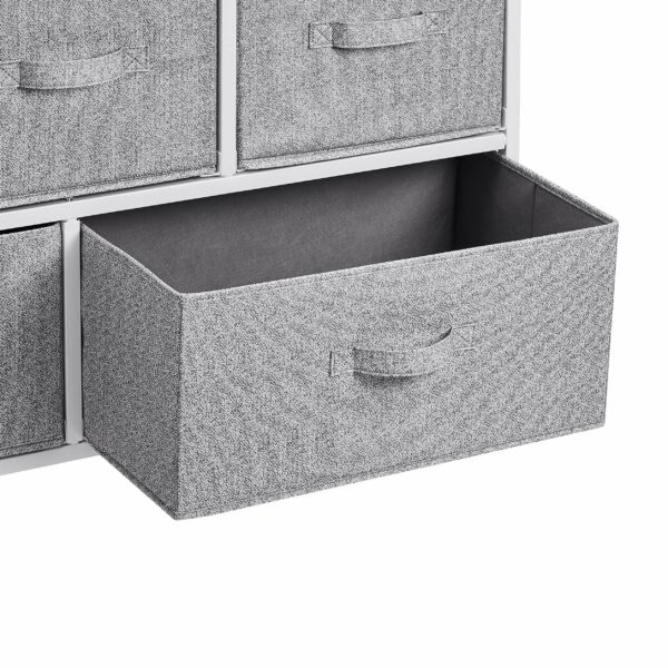 Extra wide fabric chest with 5 drawers – ideal storage for closet, bedroom, or hallway in white finish