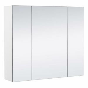 Bathroom Mirror Cabinet – Wall Mounted, 3 Doors, Adjustable Shelf, White