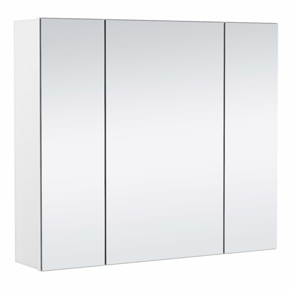 Bathroom Mirror Cabinet – Wall Mounted, 3 Doors, Adjustable Shelf, White