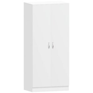 White 2 Door Wardrobe with Shelf & Hanging Rail
