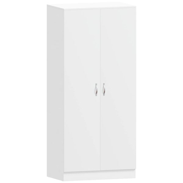 White 2 Door Wardrobe with Shelf & Hanging Rail