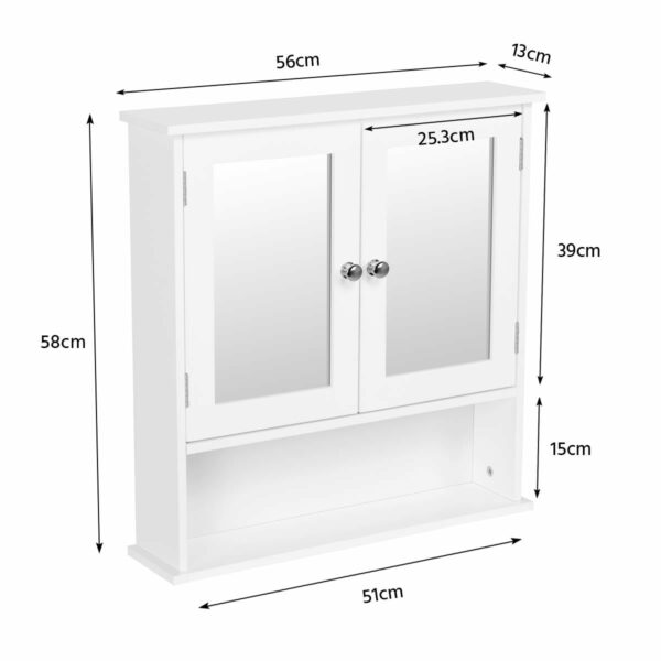 Modern Bathroom Mirror Cabinet – Wall Mounted White