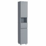 Tall Slim Bathroom Storage Cabinet Grey