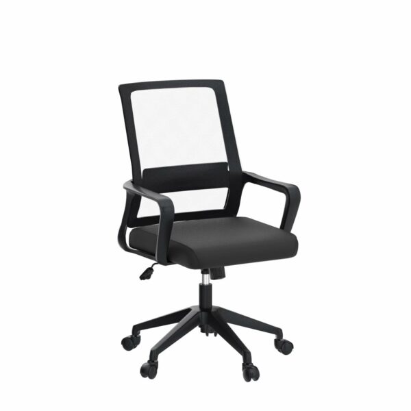 Adjustable Ergonomic Mesh Office Chair with Lumbar Support, Height Adjustment, 360° Swivel & Tilt – Black